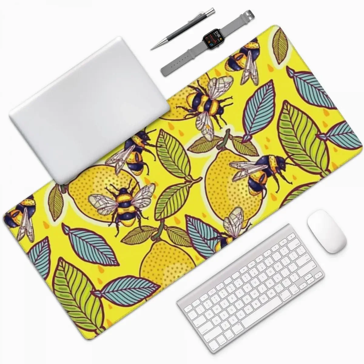 Yellow Laptop Accessories - Sarı Limon Ve Arı Bahçe Büyük