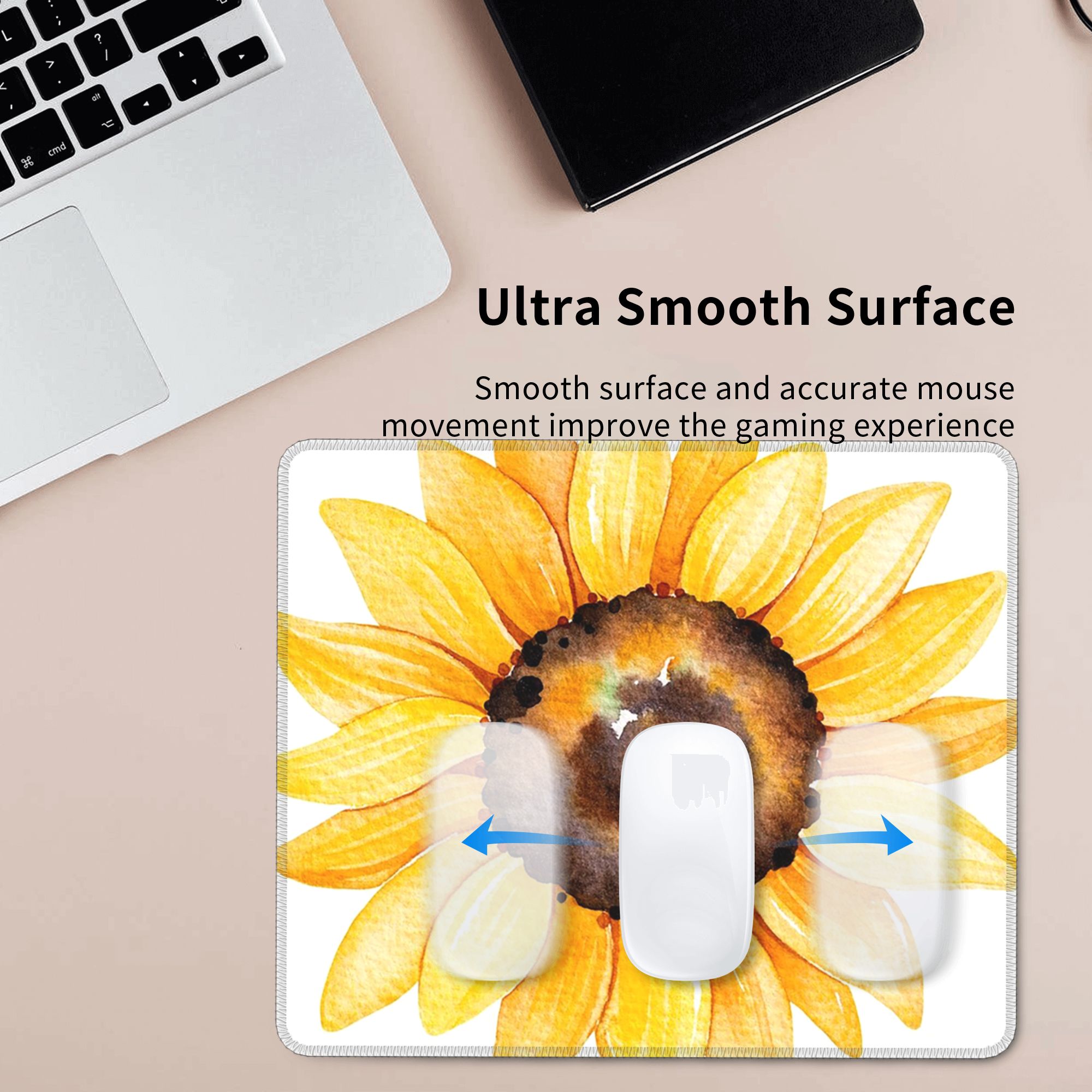Yellow Laptop Accessories - Suluboya Ayçiçeği Canlı Sarı Çiçek Mouse