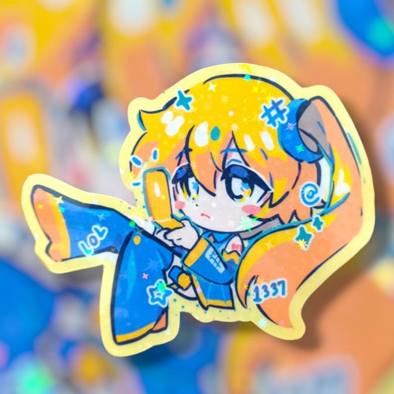 Yellow Laptop Accessories - Gizemli Sarı İkiz Kuyruklar Vocaloid Etiket