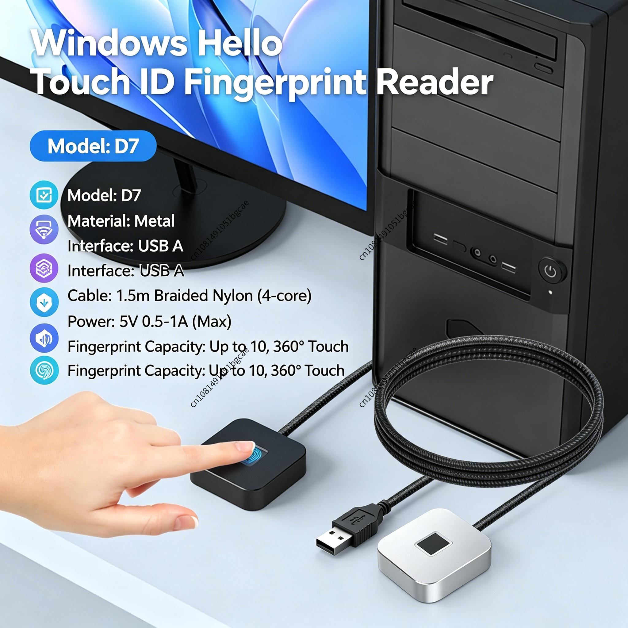 Fingerprint Reader Usb - Windows Hello için 5 ft Kablolu