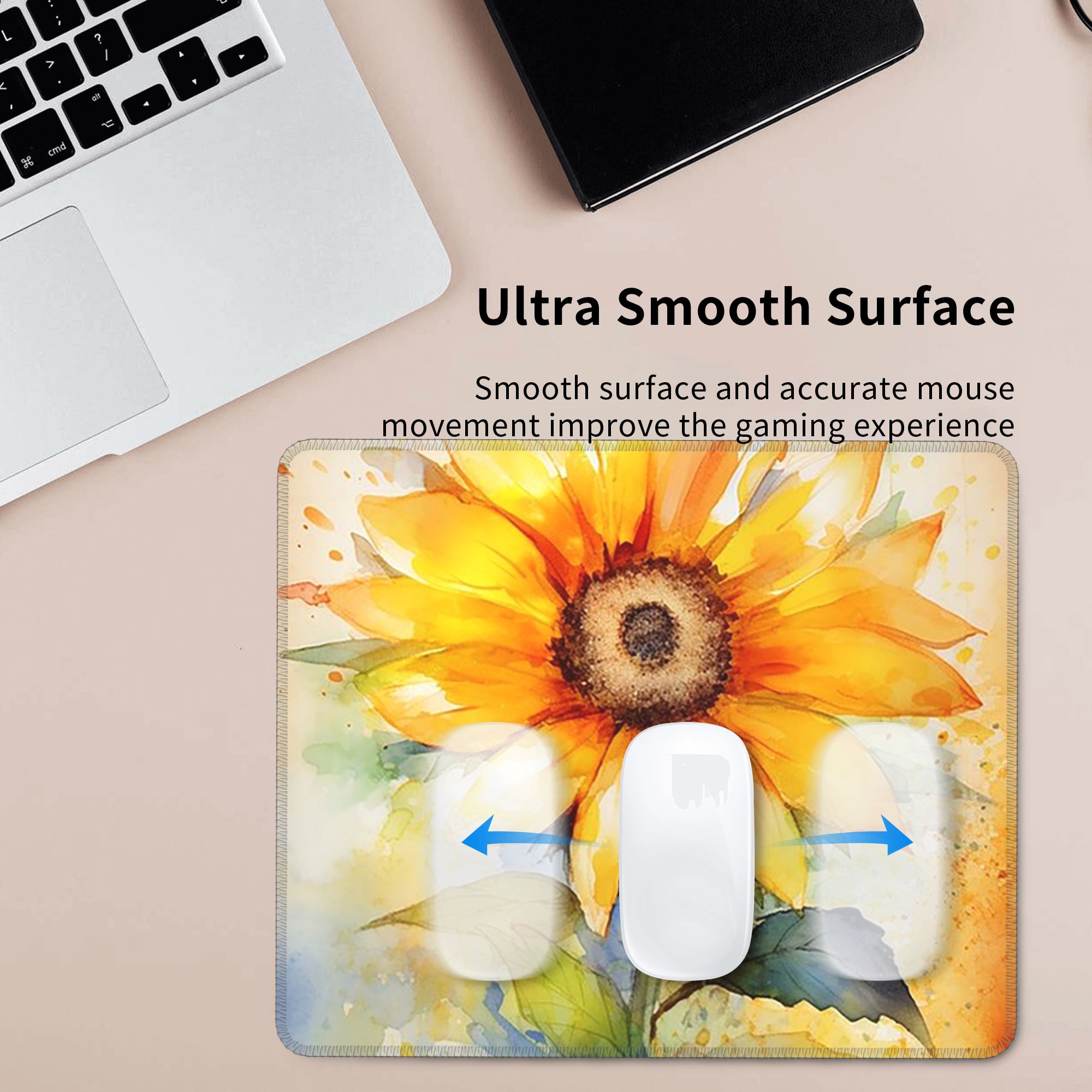 Yellow Laptop Accessories - Suluboya Ayçiçeği Canlı Sarı Çiçek Mouse
